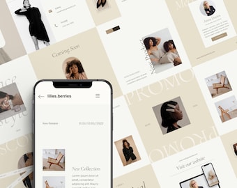 Luxury instagram templates, Aesthetic instagram template, Beauty templates, Luxury social media templates, Editorial templates Canva
