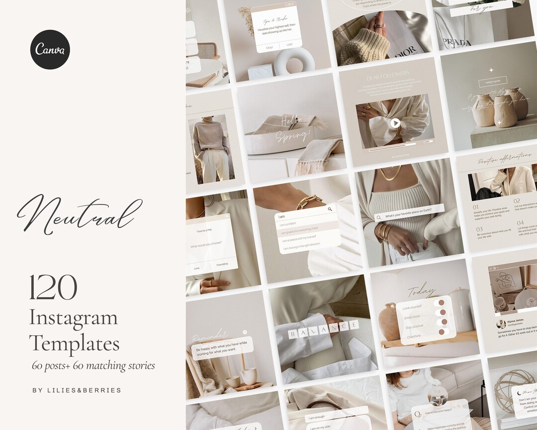 Beige Instagram Templates Social Media Templates Neutral - Etsy