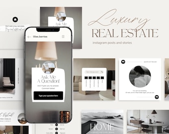 Real estate marketing Black Real estate Instagram template Canva Real estate posts Dark realtor post Real estate social media content