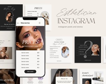 Esthetician template, Esthetician instagram template, Esthetician instagram post, Skincare instagram template, Esthetician social media