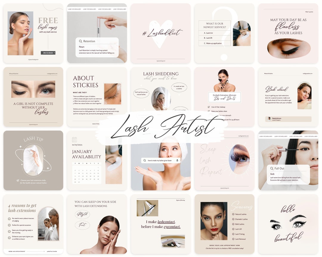 Lash Tech Instagram Template Lash Instagram Post Canva Lash Template ...