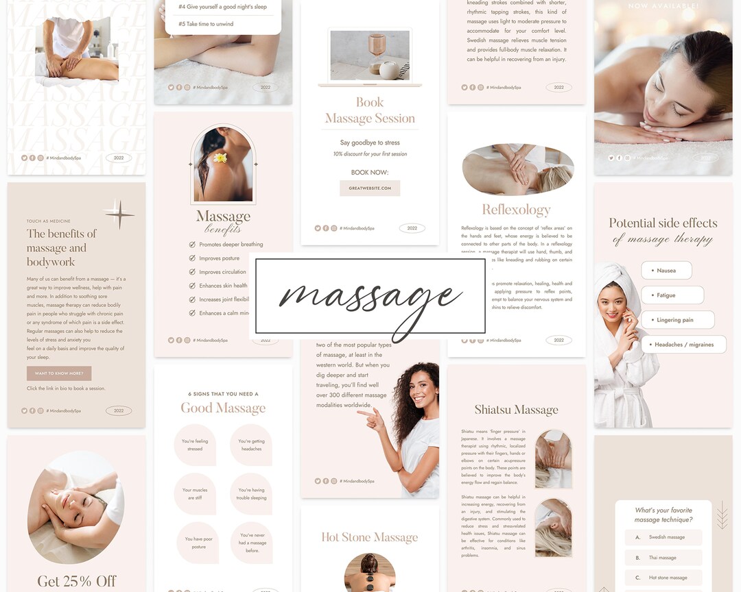  Canva Massage Template Massage Therapy Social Media Templates Etsy