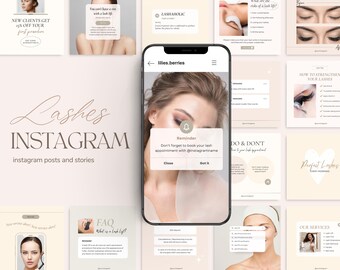 Lash Tech Instagram Post Vorlagen, Lash Artist Social Media (Canva Bearbeitbar)