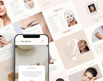 Esthetician template, Esthetician instagram template, Esthetician instagram post, Skincare instagram template, Esthetician social media