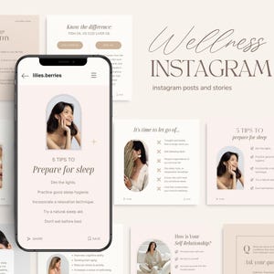 Wellness instagram template, Health and wellness social media templates, Wellness canva template, Health coach instagram template
