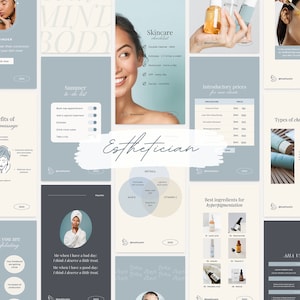 Blue Esthetician Template Skincare Instagram Templates Esthetician Social Media Content Beauty und Spa Templates Esthetician Instagram post