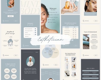 Esthetician Instagram Templates: Skincare Social Media Content (Editable)
