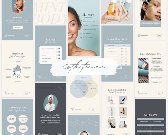 Esthetician Instagram Templates: Skincare Social Media Content (Editable)