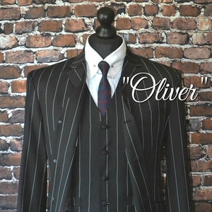 mod suit The &quot;Oliver&quot; is a beauty Black Pinstripe Fabric Hand cut from a fine quality blended 100% wool mix cloth
