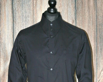 Chemise noire des années 1960 pour homme 100 % coton