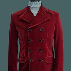 Copperfield Modclothin Burgundy Velvet Jacket retro 1960's 8 double breasted