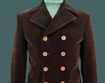 Hemmingway Modclothin Brown Velvet Jacket retro 1960's 8 double breasted