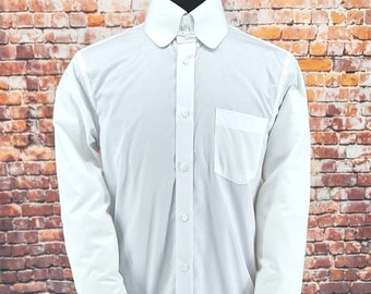 Chemise édouardienne pour homme avec col Penny haut et col languette, marque blanche des années 1930, coton blanc
