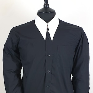 Mens Spearpoint collar Brand New spencer 1960s Shirt Black and White & Tab Collar Cotton
