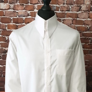 Mens Spearpoint and Tab collar Brand White 1960s Shirt white cotton