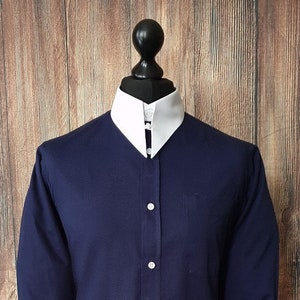 Mens Spearpoint collar Brand New Parker 1960s Shirt Navy and White & Tab Collar Cotton
