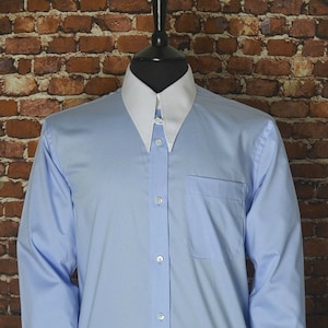 Mens Spearpoint and Tab collar Brand sky ble and white 1960s Shirt white cotton