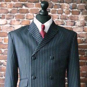 Mod Black & White Double Breasted 6 Button Suit 2-1 Pocket