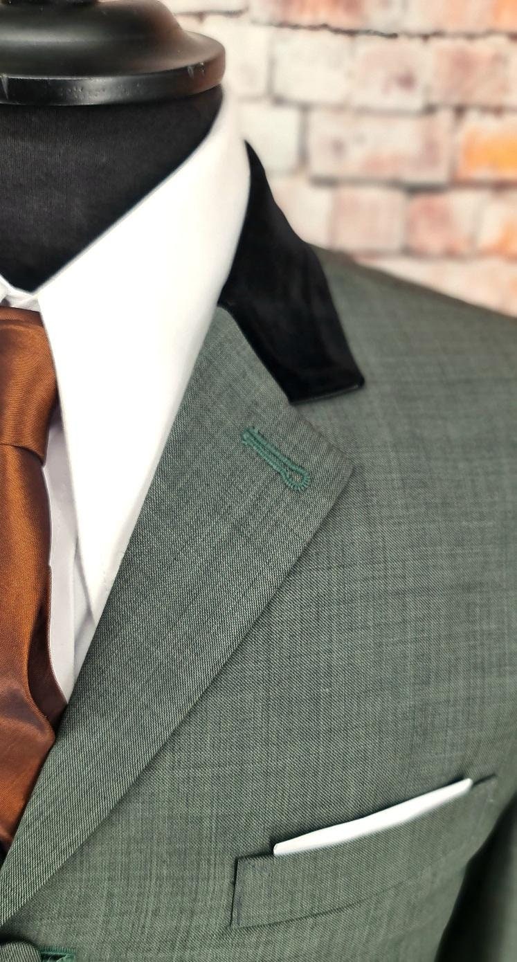 Skinhead Button Mod Suit Skinhead 3 Button Tailored Fit Green & Black Fine 100% Wool ...
