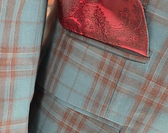 Mod Suit - The "Holburn" Blue & Burgundy check 1960s style mod suit