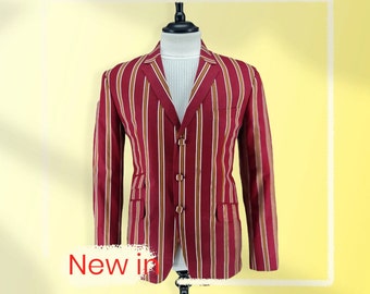 Burgundy Gold Striped Boating Blazer Mod jacket - Striped Jacket Sport Jacket