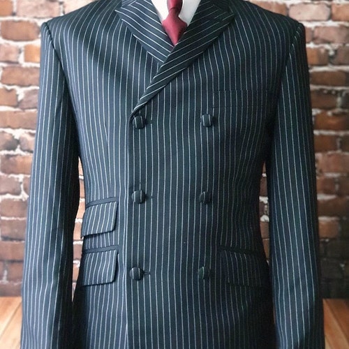 Mod Suit Double Breasted Suit Black and White Pinstripe 100% - Etsy