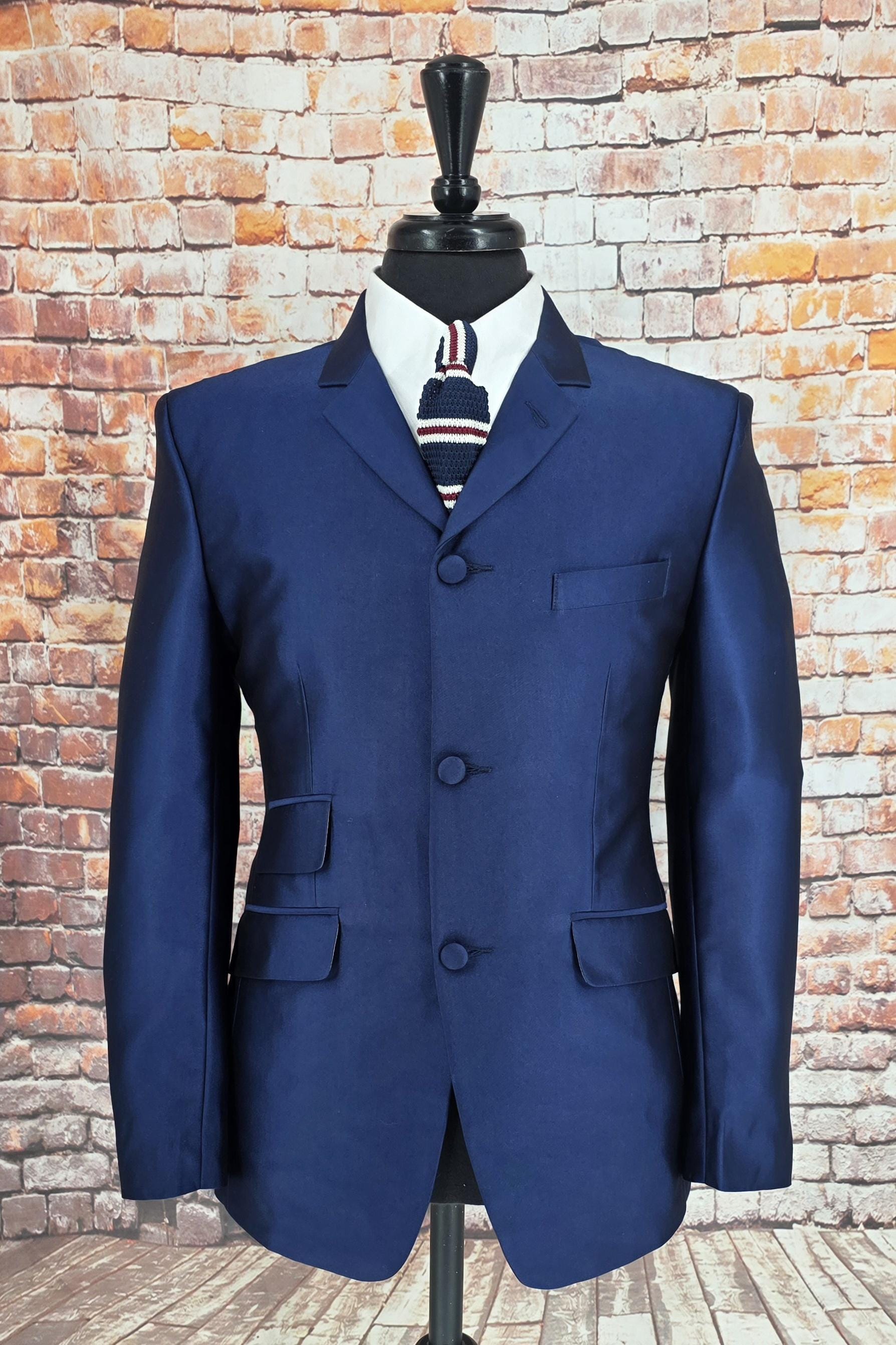 Mod Suit Skinhead 3 Button Tailored Fit Blue Tonic Suit Fine Wool