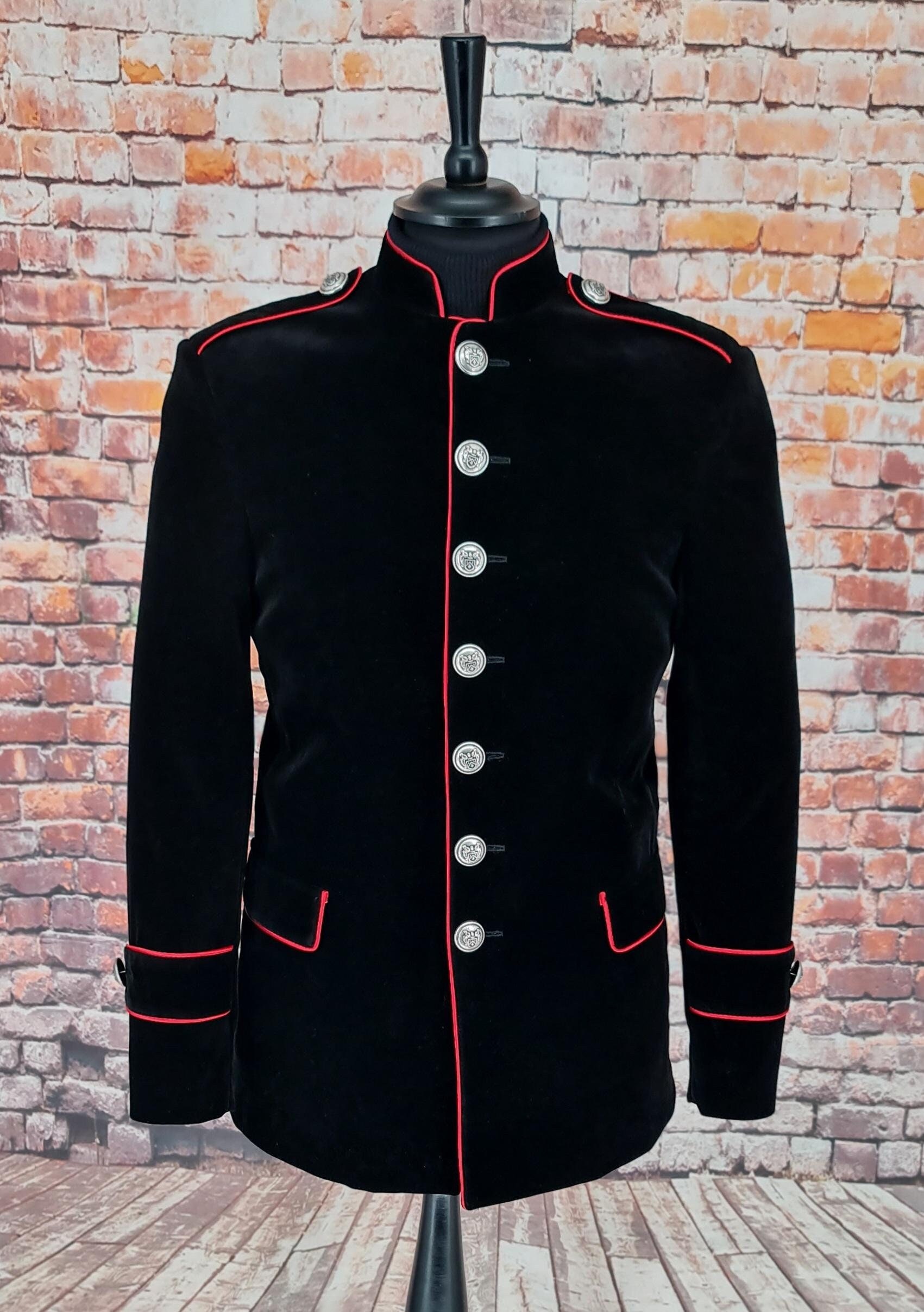 Black Velvet military style Jacket retro 1960 s mod jacket tailor fit