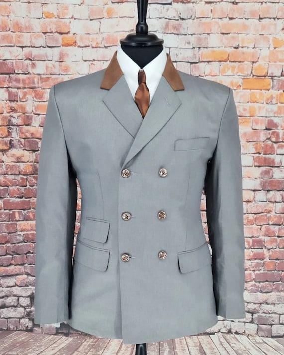 Mod Suit 6 Button Double Breasted Suit Grey Mix Wool Mix Suit Etsy Ireland
