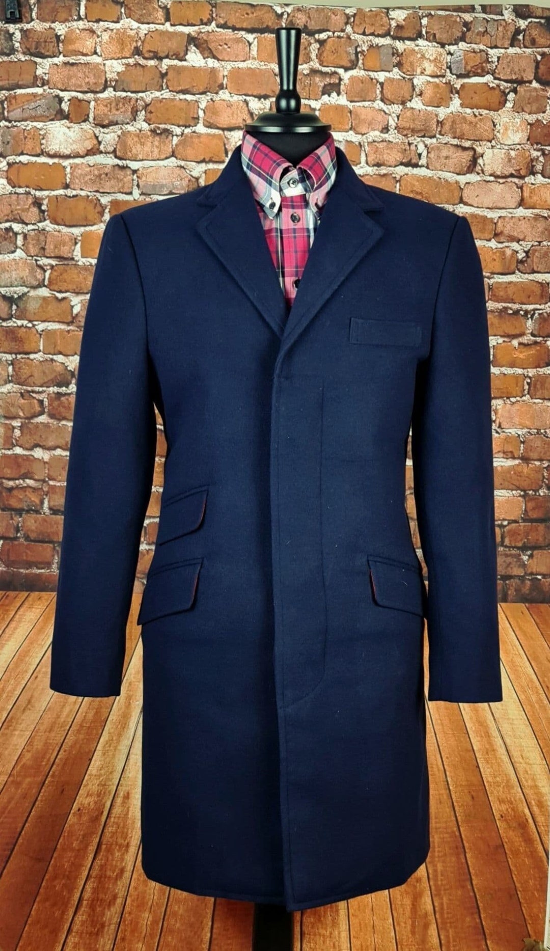Navy Blue 3/4 Length Navy Mod Overcoat Classic Style