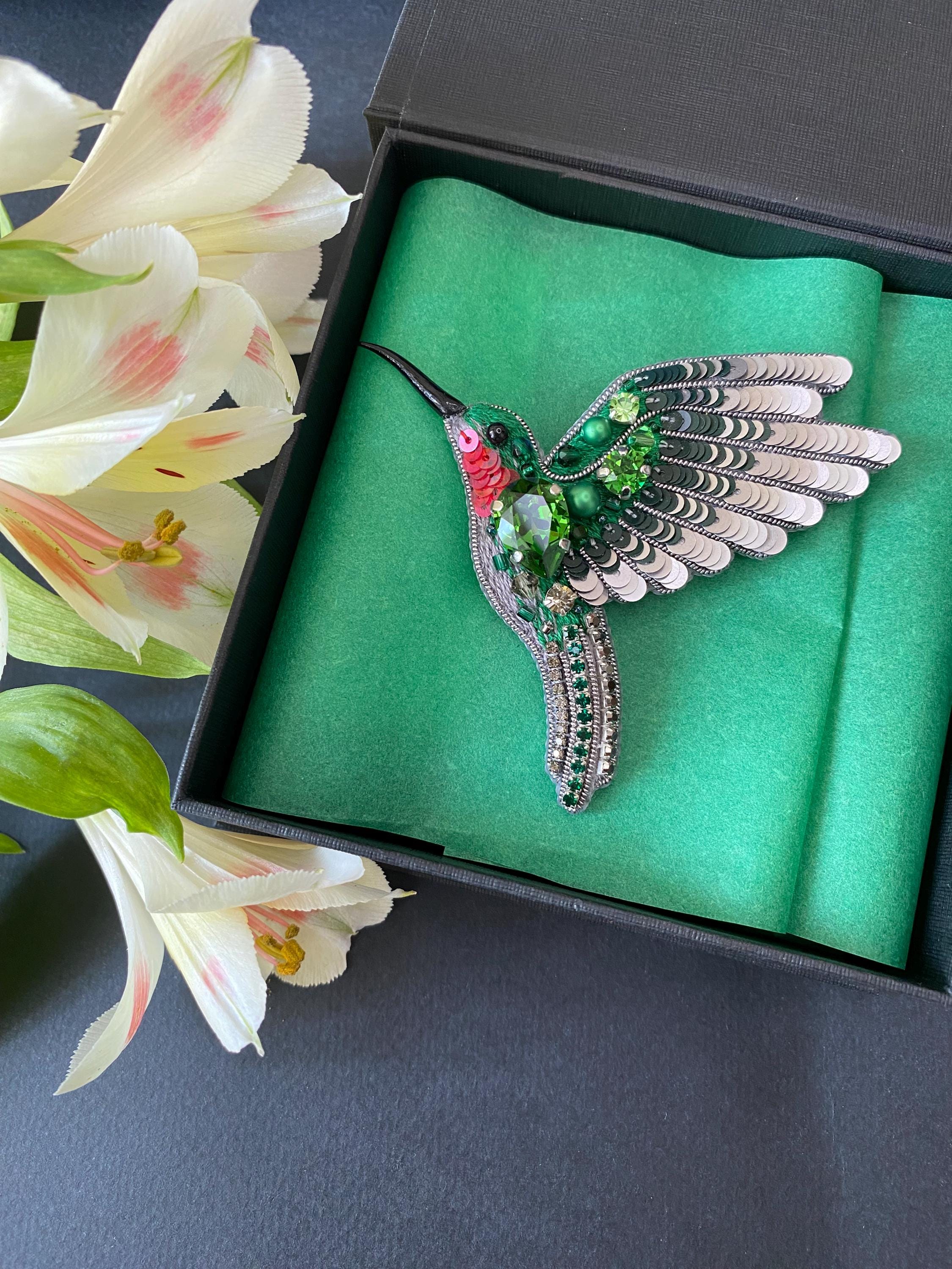 Flying Hummingbird Brooch – Multicolor Crystal Sparkle Brooch With 18k Gold Plating