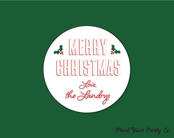 Custom Merry Christmas Holly Gift Tags