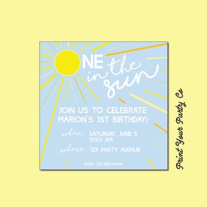 One in the Sun 1st Birthday Invitation_Custom Digital Download