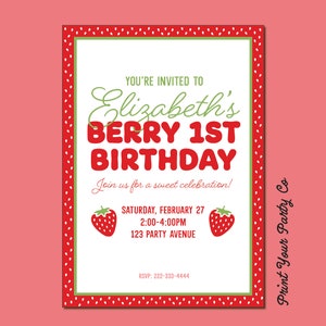 Berry 1st Birthday Invitation_Custom Digital Download