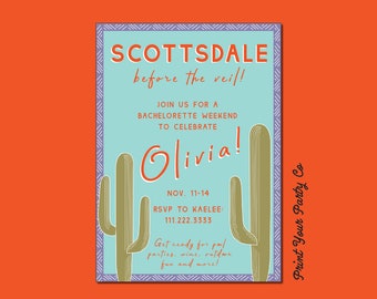 Scottsdale Bachelorette Invitation_Custom Digital Download