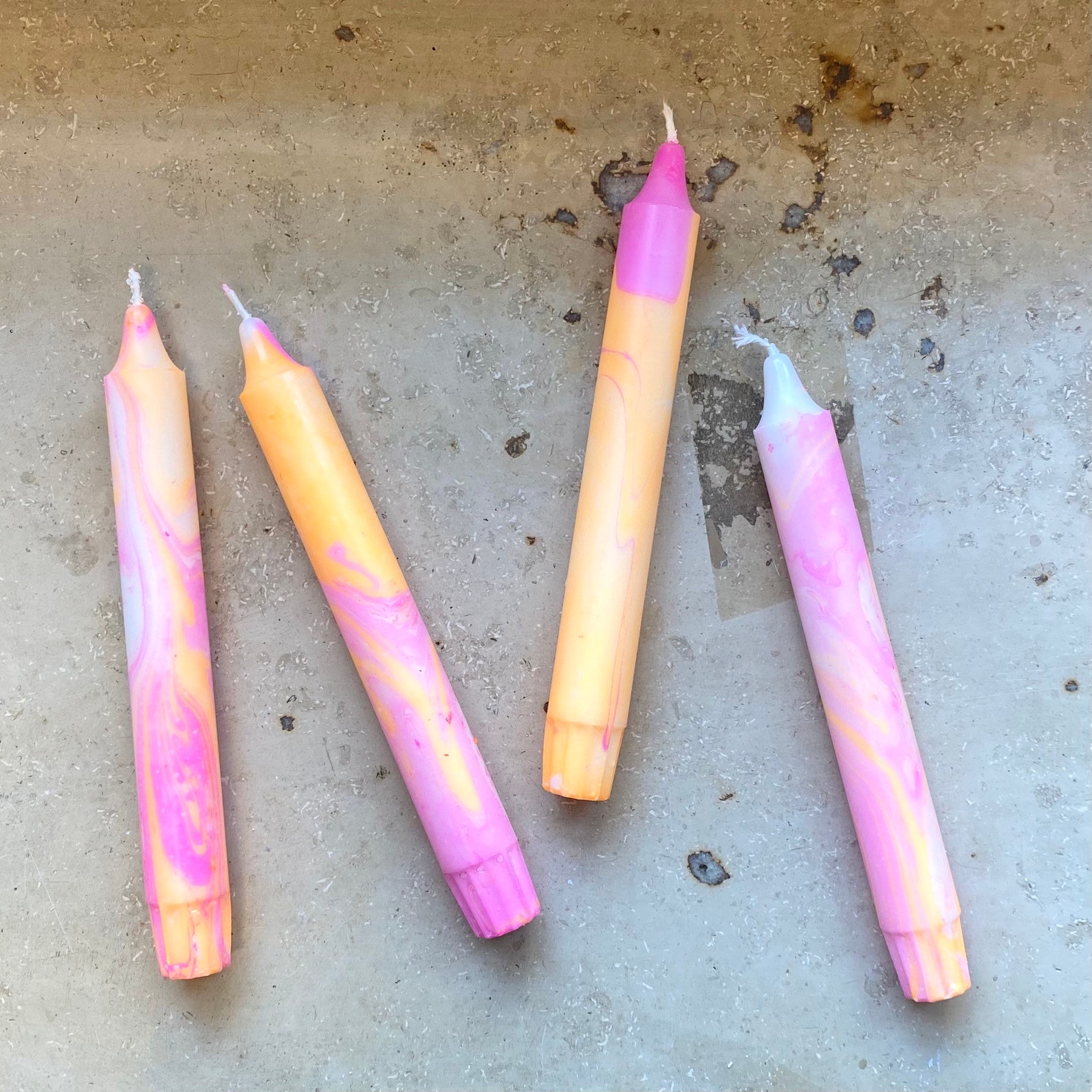 Single candle Marblelicious neon Etsy