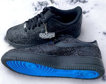 Custom Glitter AF1 Sneakers: Blue Bottom Fashion Shoes