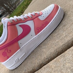 Custom pink girl Air Force Ones, women shoes, gift for her, handpainted AF1s, painted Barbie design, CoopsKicks, custom gift, women hightops