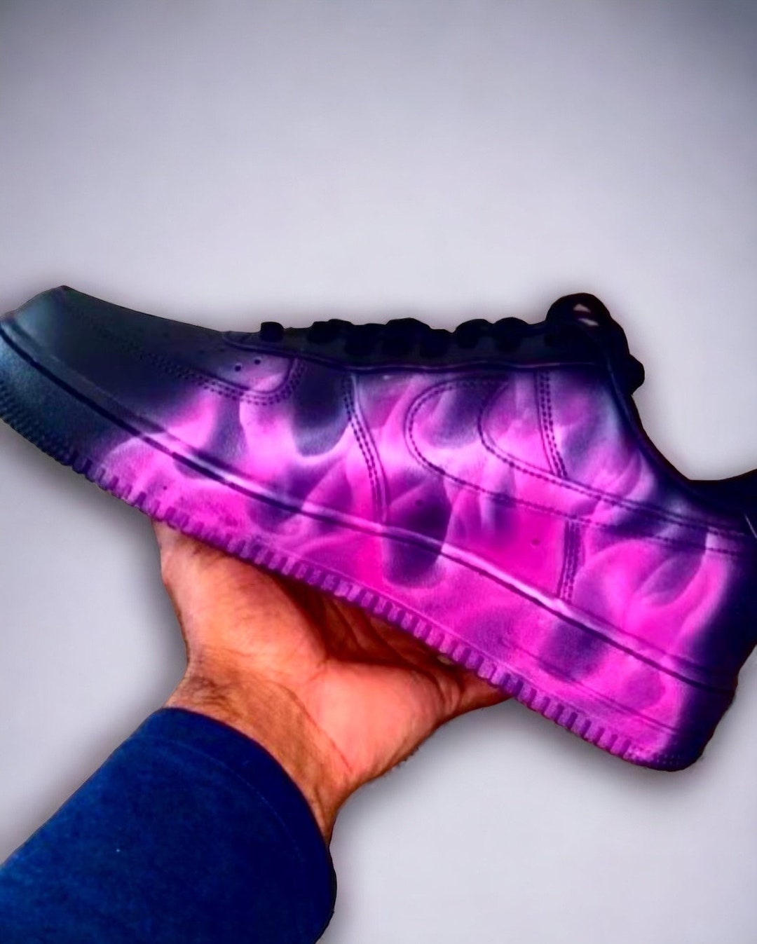 Custom Colored Flame Black Air Force One Etsy