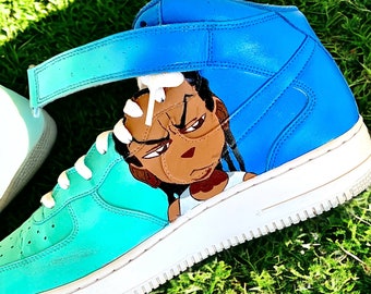 Custom Boondocks Air Force Sneakers: Hand-painted Cartoon Art