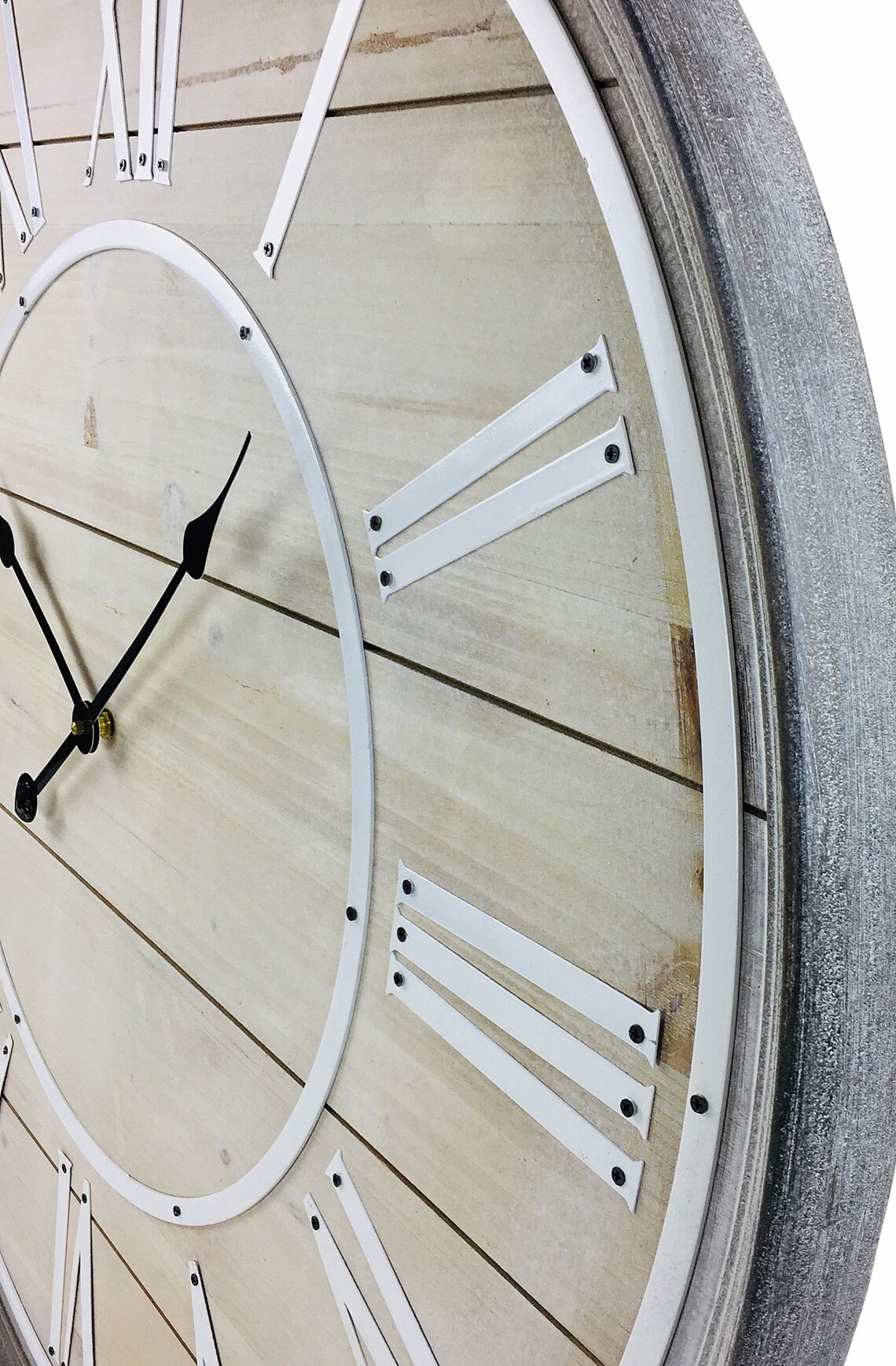 Extra large Vintage Wooden Wall Clock With White Roman Etsy