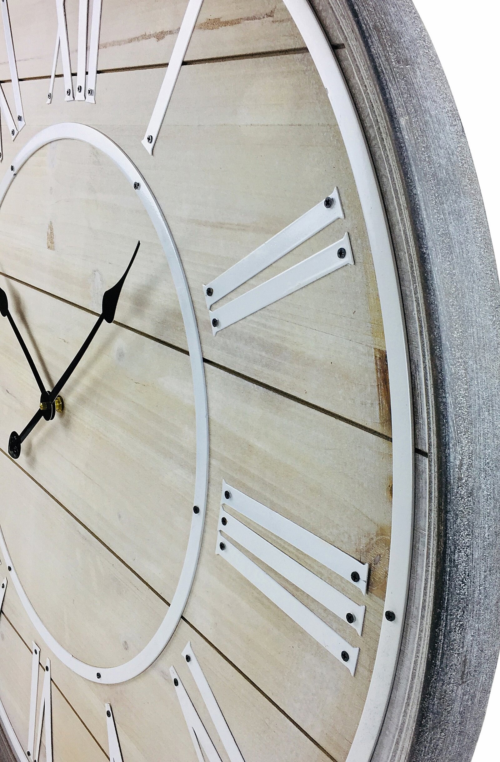 Extra large Vintage Wooden Wall Clock With White Roman Etsy