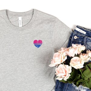 bisexual pride shirt with cute bi flag pride heart, gay pride tshirt, subtle bi pride tshirt for pride month, B001