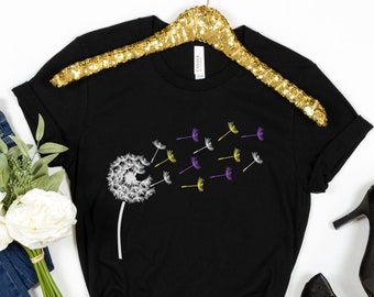 non binary shirt with non binary flag dandelion clock, XS-5XL, gay pride tshirt, N006