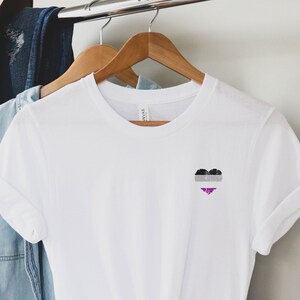 asexual pride asexual shirt with ace flag heart, subtle ace pride shirt, subtle asexual shirt, gray asexual, demisexual, A001