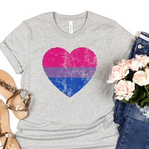 bisexual shirt with bi pride flag heart, gay pride tshirt, pride month tshirt, B001