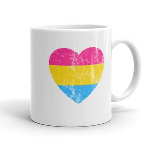 pansexual pride coffee mug with pansexual flag heart, pansexual pride flag heart mug, pansexual gifts for pride month, lgbtqia P001