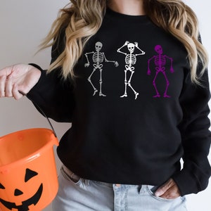 asexual shirt, ace pride skeletons halloween sweatshirt, subtle asexual pride sweater, ace pride jumper, ace pride flag shirt, A028