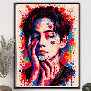 Kim Taehyung wall art, bts fan art, digital print, kpop digital download