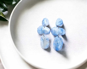 Blue quartz earrings, translucent jewelry, valentines day gift for girlfriend